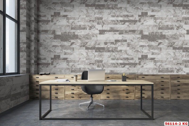 Mang đến không gian làm việc tràn đầy năng lượng với giấy dán tường giả đá mã 56114-2